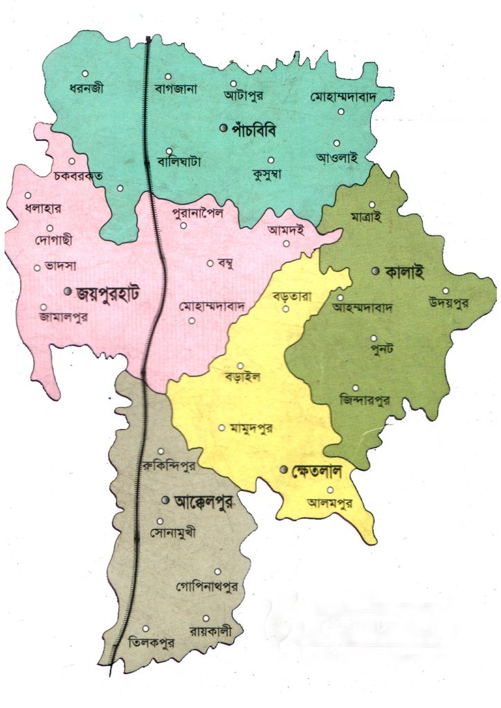 জয়পুরহাট জেলার মানচিত্র